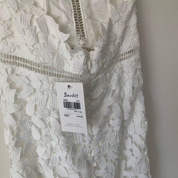 Bardot Lace Overlay Halter Dress White - Picture 6 of 7